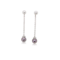 Orecchini pendenti donna in oro bianco 18 kt con perle e diamanti H VS – 2.80 g – 0.04 ct – Idee Preziose dal 1987 - IP.OK18B/11P